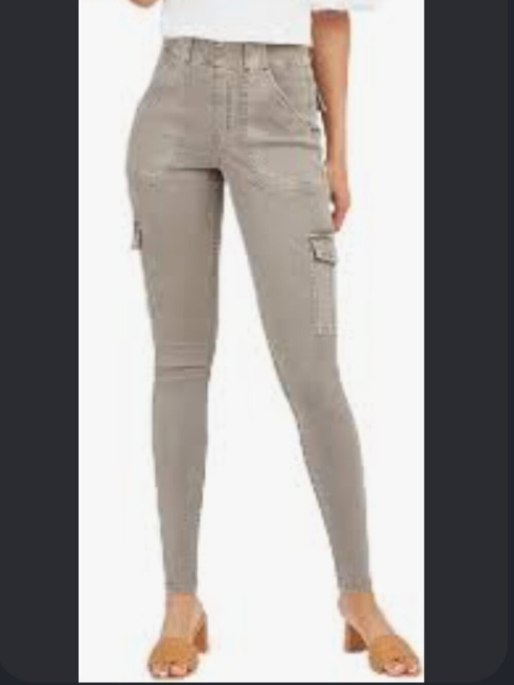Spanx Women Stretch Twill Ankle Cargo Pants Desert Dune Small